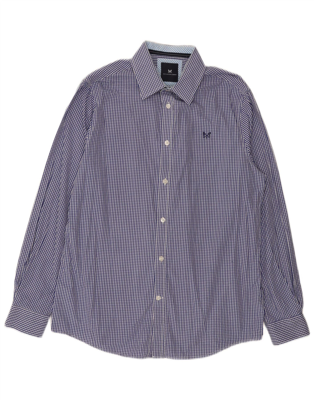 Camisa masculina clássica de ajuste da Crew Clothing, algodão guingão azul marinho médio