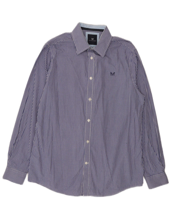 Camisa masculina clássica de ajuste da Crew Clothing, algodão guingão azul marinho médio