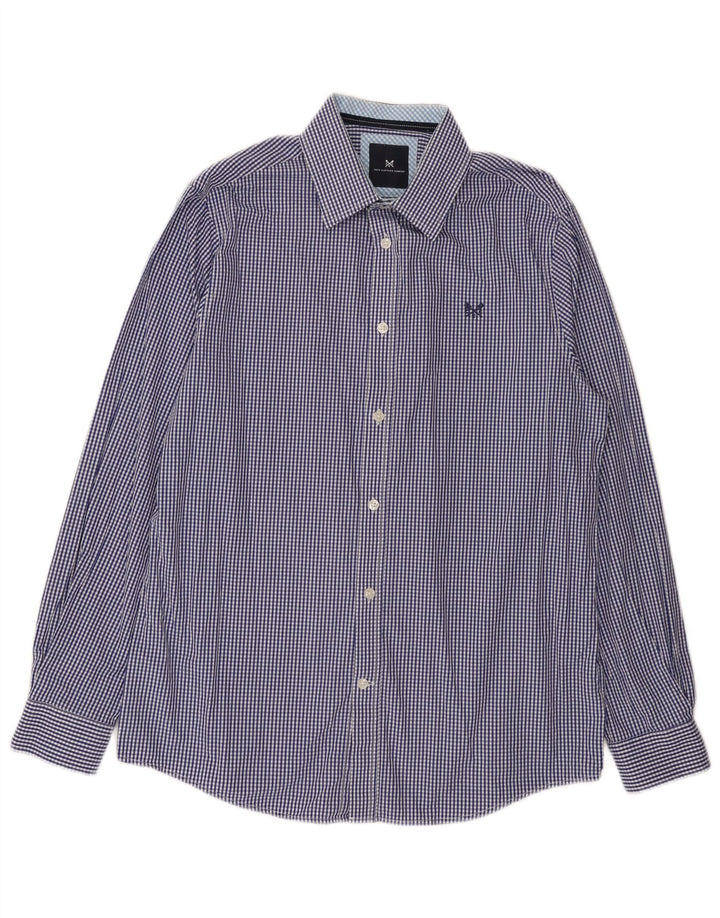Camisa masculina clássica de ajuste da Crew Clothing, algodão guingão azul marinho médio