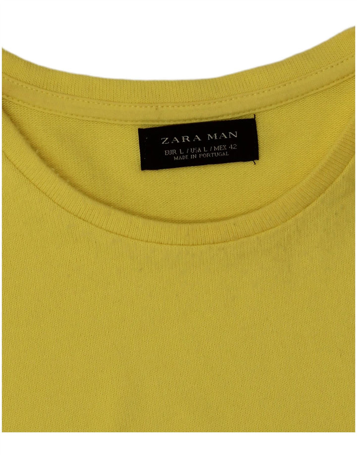 Camiseta masculina Zara Top grande poliéster amarelo