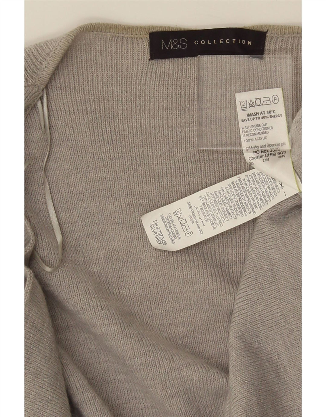 Marks & Spencer Suéter feminino Longline Open Cardigan Reino Unido 10 Pequeno Cinza