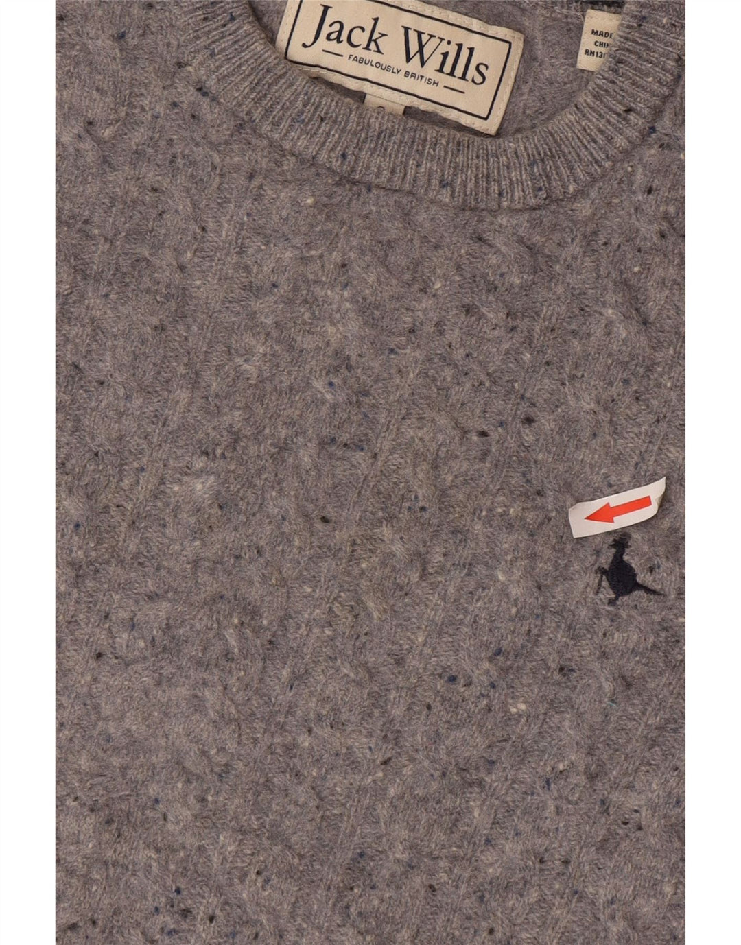 Suéter masculino Jack Wills com gola redonda e lã manchada cinza pequena