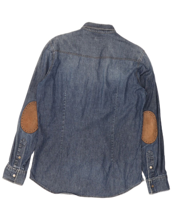 Camisa jeans masculina SIVIGLIA pequena azul algodão