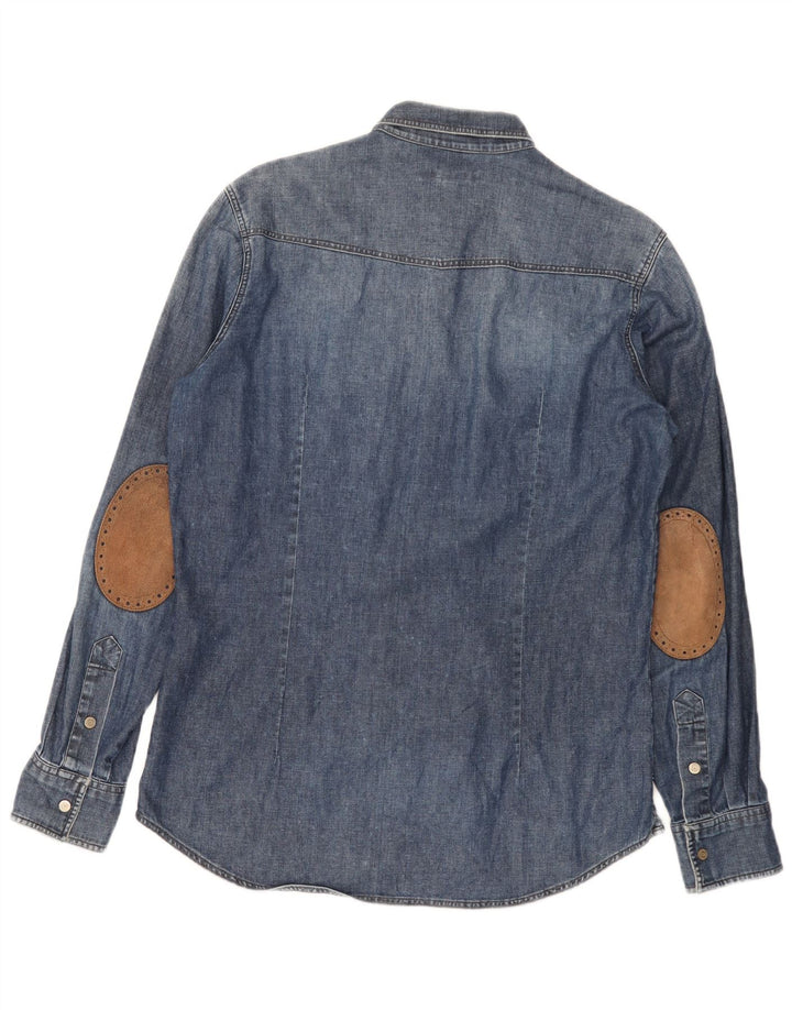 Camisa jeans masculina SIVIGLIA pequena azul algodão