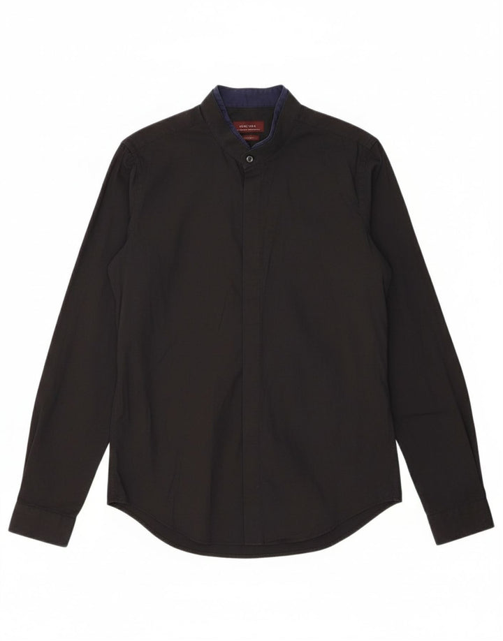 Camisa masculina ZARA Slim Fit médio algodão preto