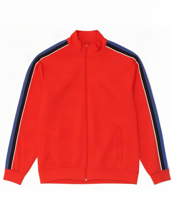 Zara Mens Treino Top Jaqueta Grande Poliéster Colorblock Vermelho