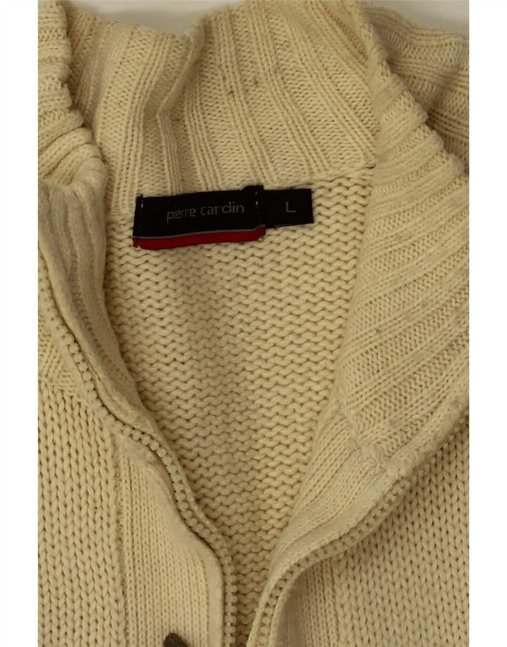 Suéter masculino Pierre Cardin Cardigan grande bege acrílico