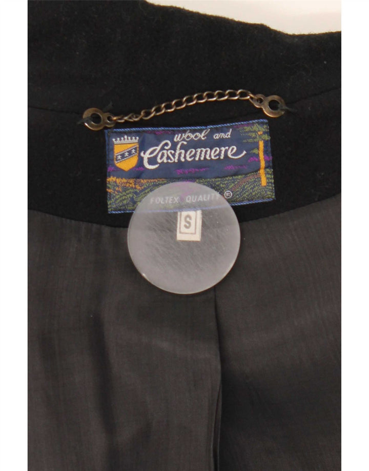 Sobretudo masculino vintage UK 36 pequeno lã preta