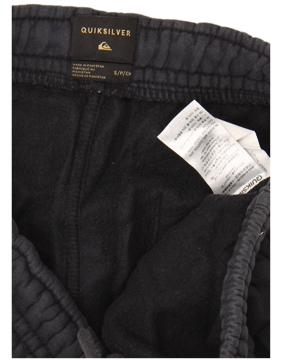Calça de treino masculina QUIKSILVER pequena de algodão preto