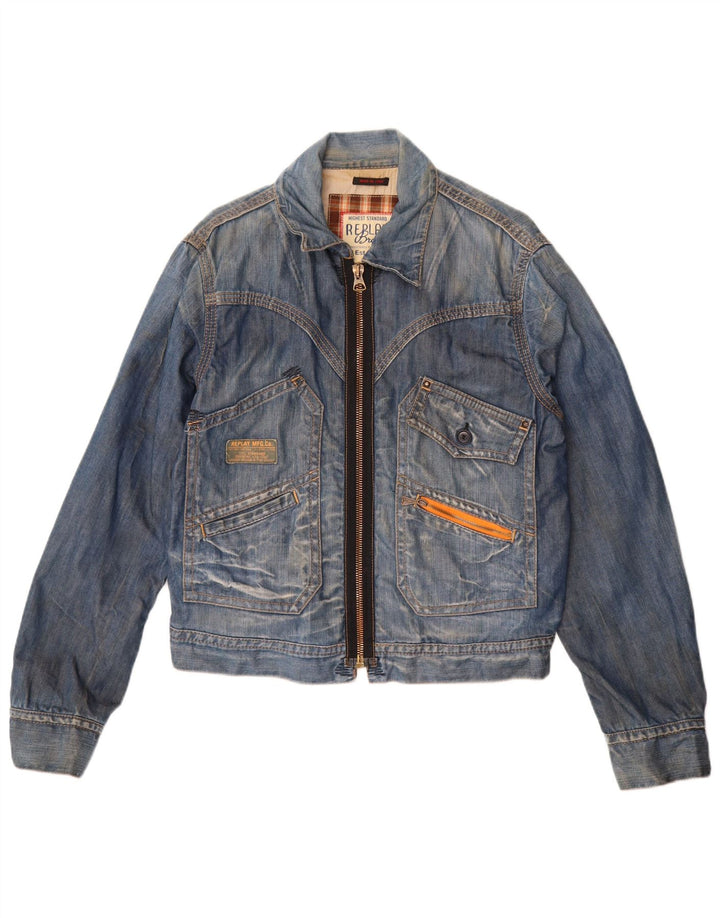 Jaqueta jeans feminina REPLAY UK 16 grande algodão azul