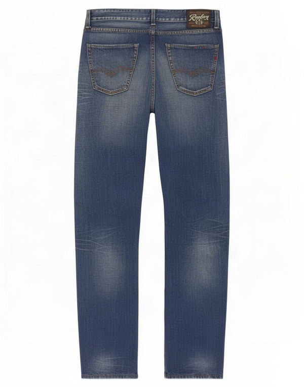 Replay Mens Straight Jeans W33 L34 Azul Algodão
