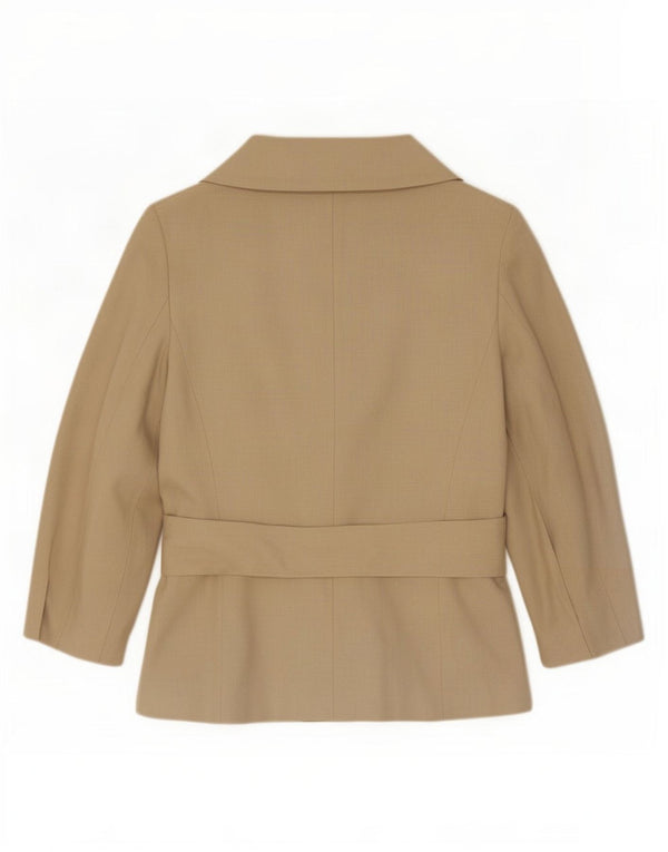 Jaqueta blazer feminina Zara manga 3/4 com 1 botão Reino Unido 14 rayon bege médio