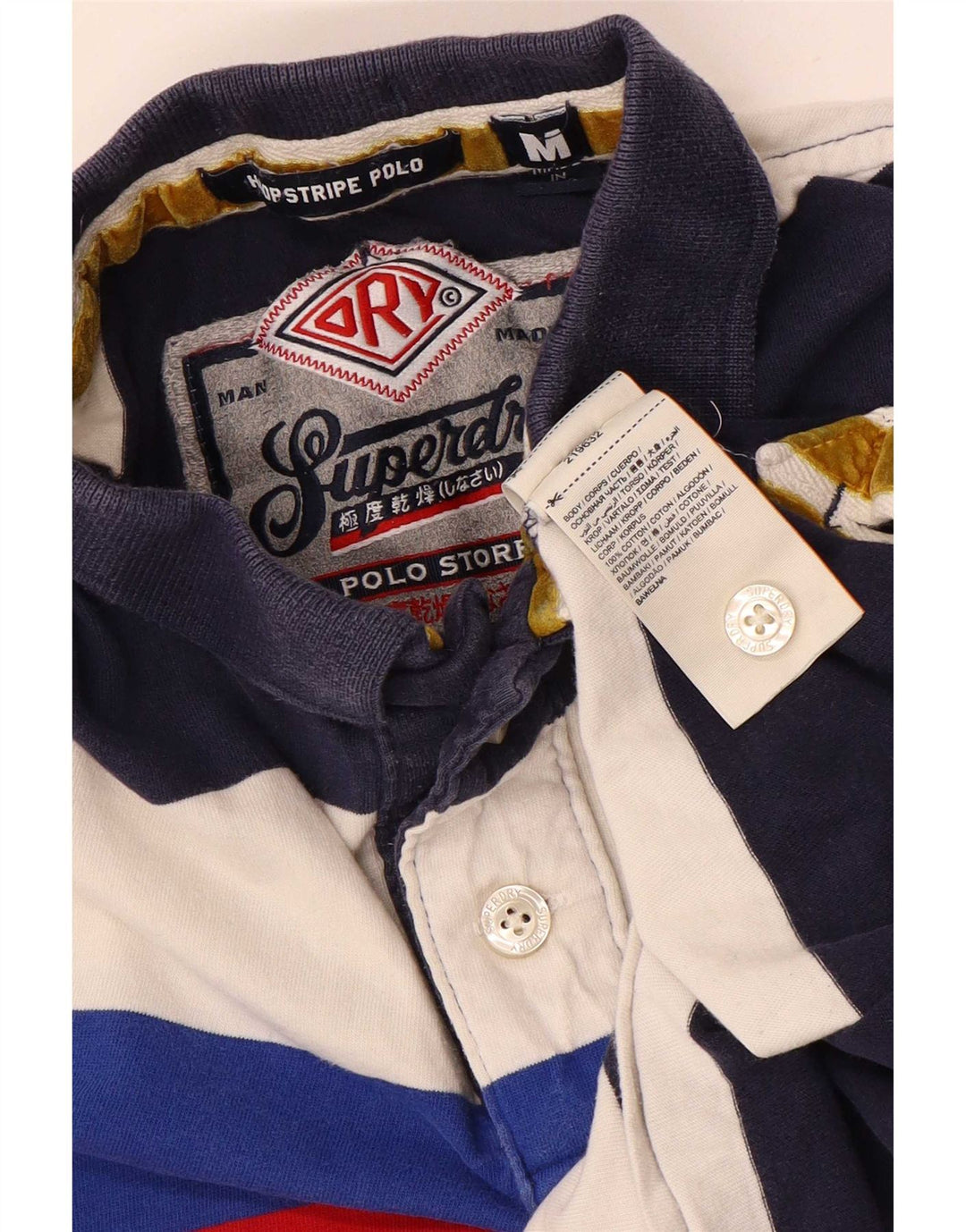 Superdry Camisa polo masculina gráfica média algodão listrado multicolorido