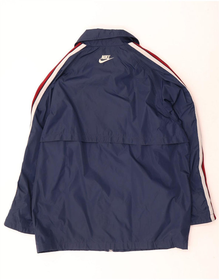 Jaqueta de chuva masculina Nike UK 42 XL azul marinho listrado nylon