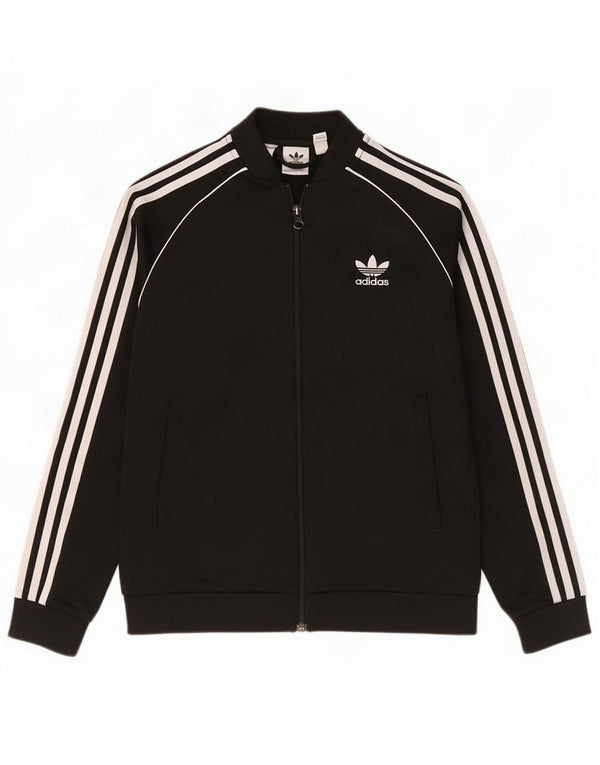 Adidas Boys Tracksuit Top Jacket 11-12 anos Poliéster Preto