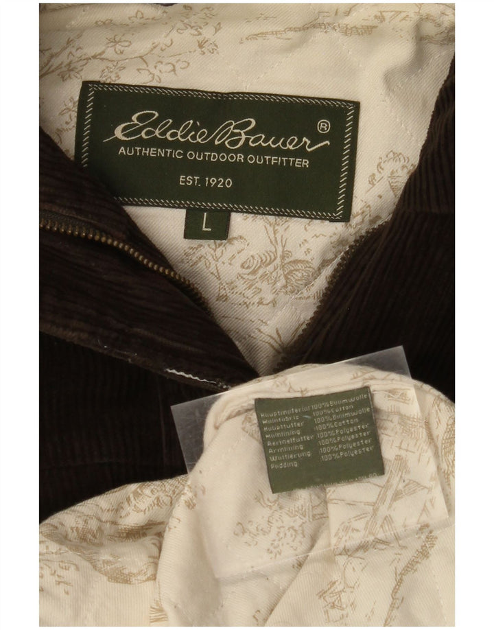 Casaco feminino de veludo com capuz grande EDDIE BAUER Reino Unido 16 algodão cáqui grande