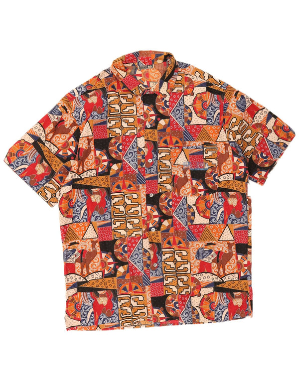 Camisa masculina Ouragan com estampa abstrata de manga curta IT 50 média multicolorida