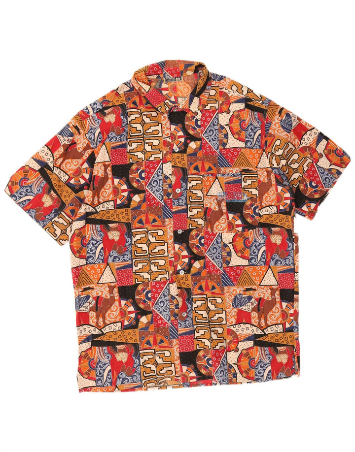 Camisa masculina Ouragan com estampa abstrata de manga curta IT 50 média multicolorida