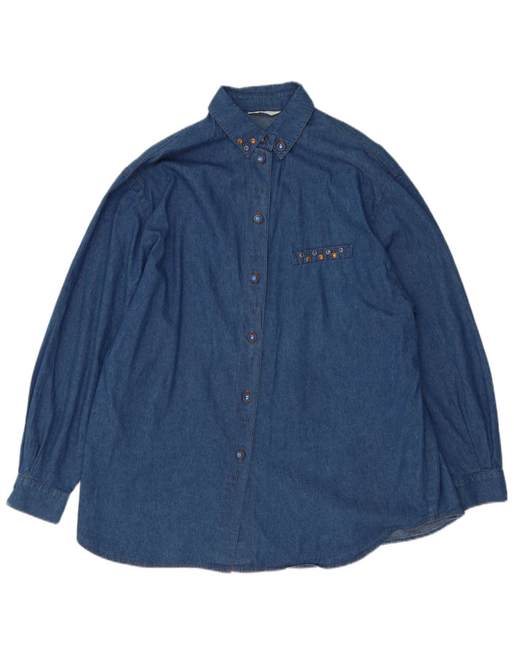 Camisa jeans feminina Hammer Oversized EU 46 XL azul algodão