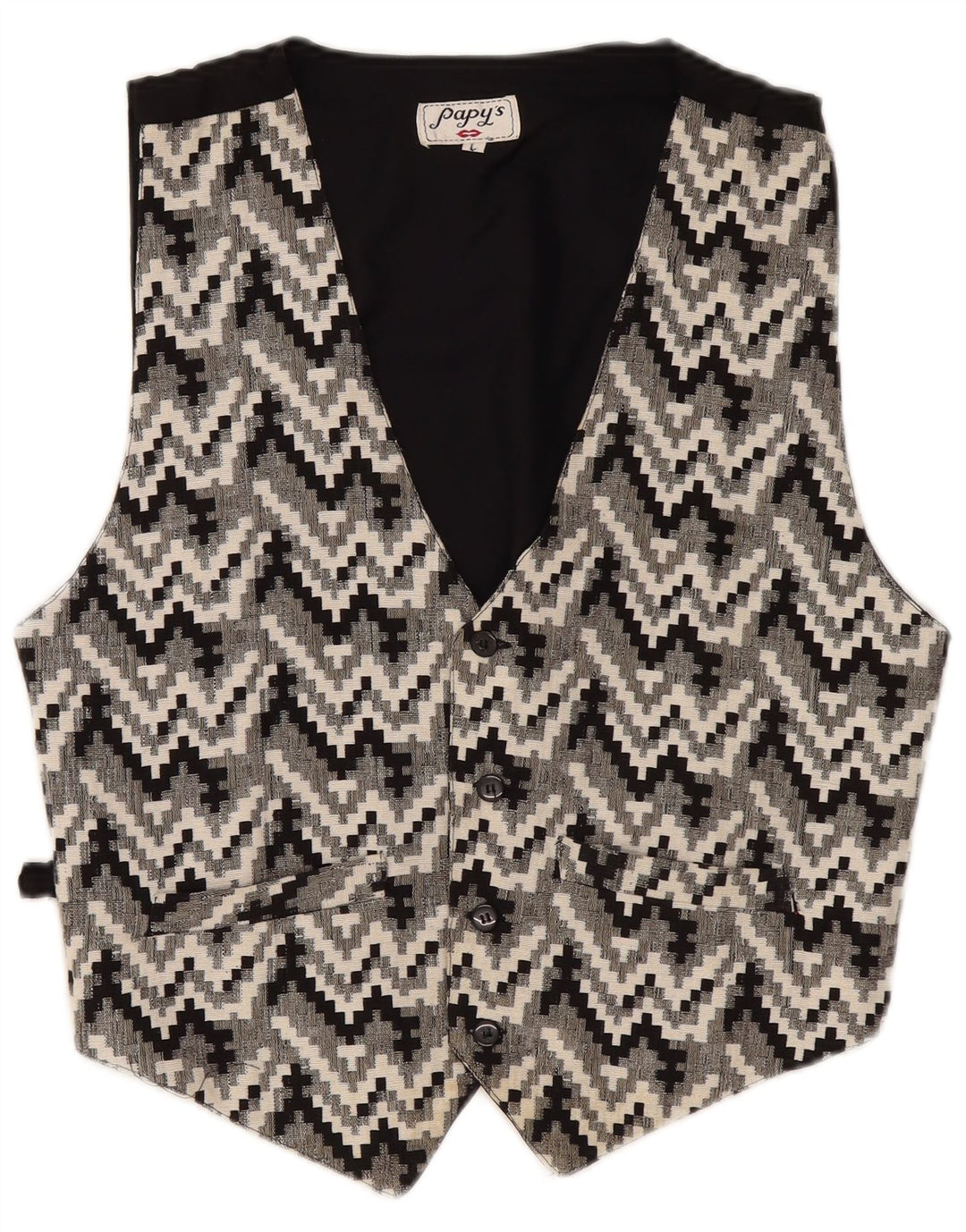 Colete masculino vintage grande preto geométrico