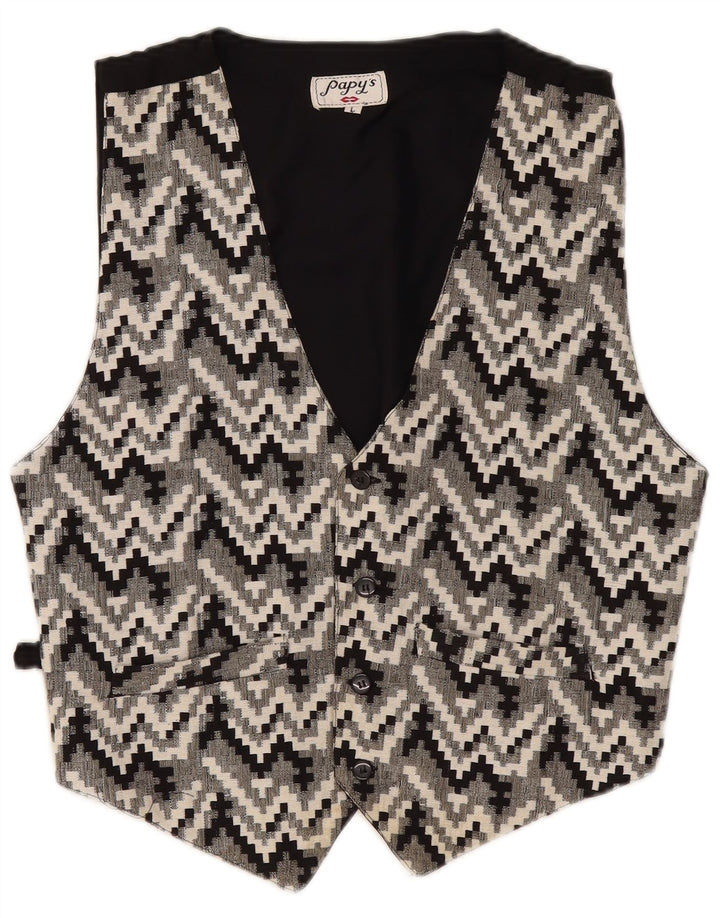 Colete masculino vintage grande preto geométrico