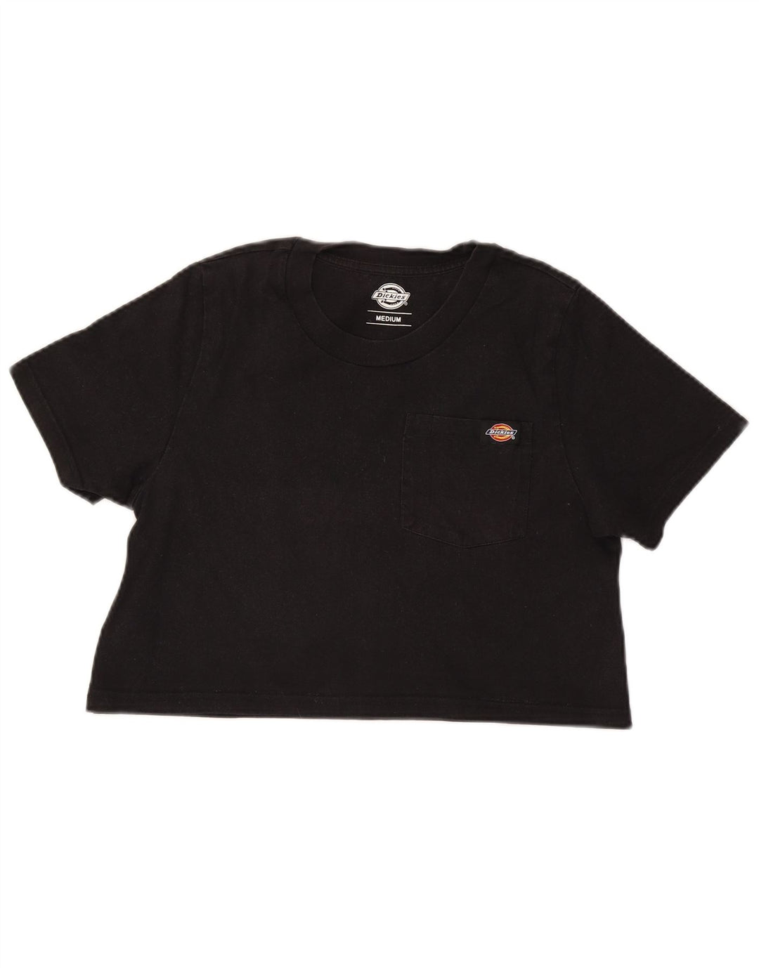 Camiseta feminina Dickies Crop Top UK 12 algodão preto médio