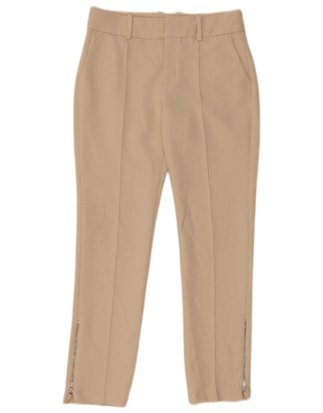 Zara Calça Chino Feminina Slim Fit XS Poliéster Bege