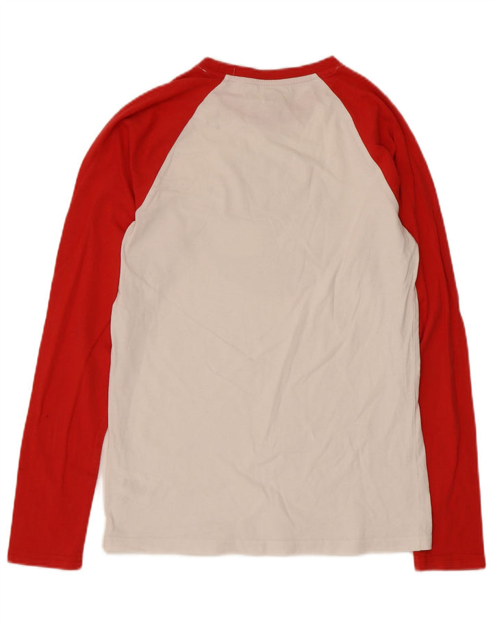 Top gráfico feminino Timberland manga comprida UK 10 pequeno bloco colorido branco