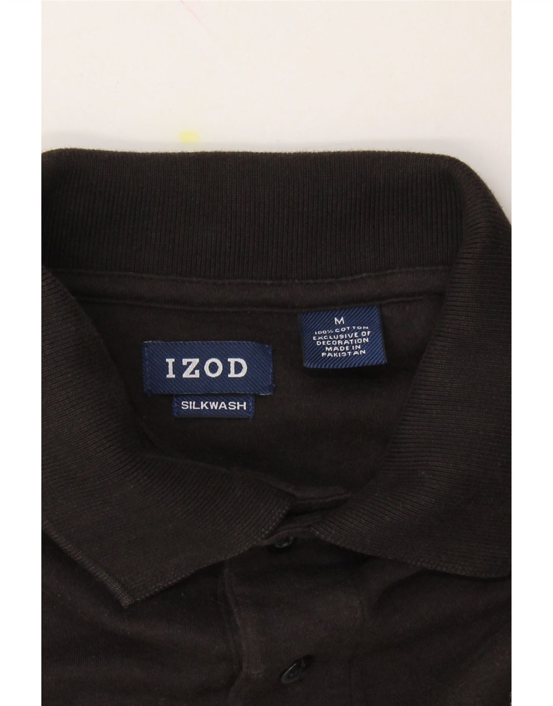IZOD Mens Long Sleeve Polo Shirt Medium Black Cotton Vintage Izod and Second-Hand Izod from Messina Hembry 
