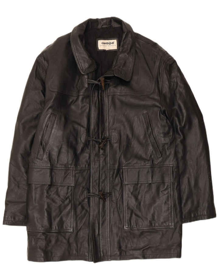 Casaco de couro masculino Conbipel IT 52 grande couro preto