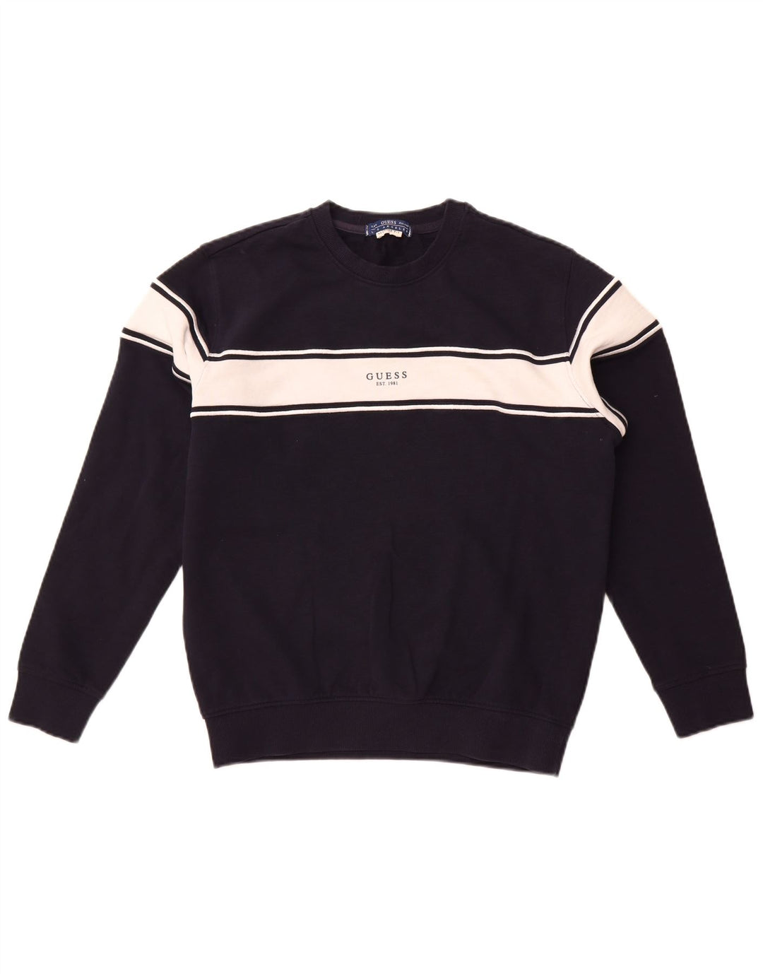 Guess moletom masculino gráfico jumper pequeno azul marinho colorblock algodão