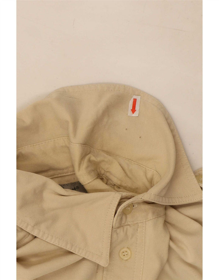 Pulôver militar vintage masculino de manga curta camisa grande bege