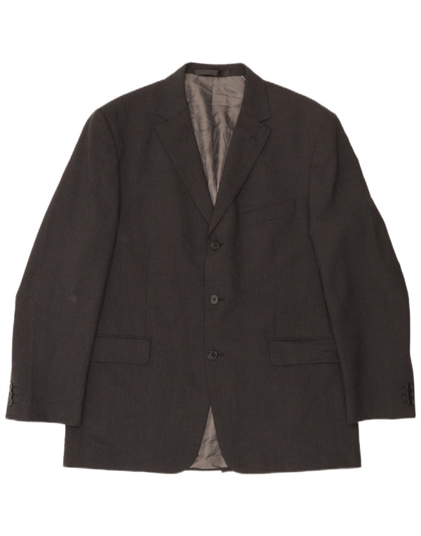 Jaqueta blazer masculina de 3 botões Marks & Spencer Reino Unido 42 poliéster cinza grande