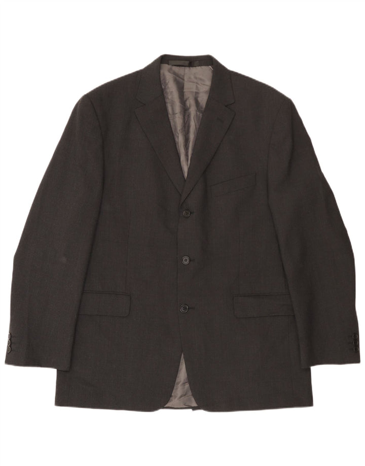 Jaqueta blazer masculina de 3 botões Marks & Spencer Reino Unido 42 poliéster cinza grande