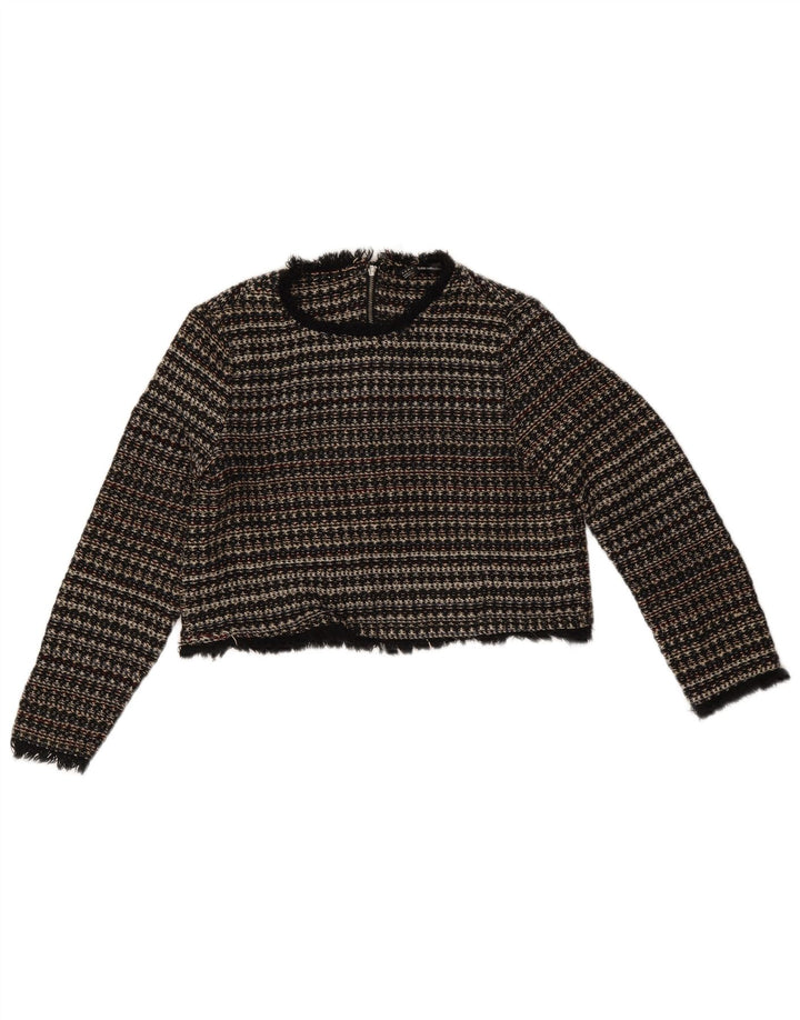 Zara Suéter feminino com gola canoa e listrado médio multicolorido Reino Unido 12