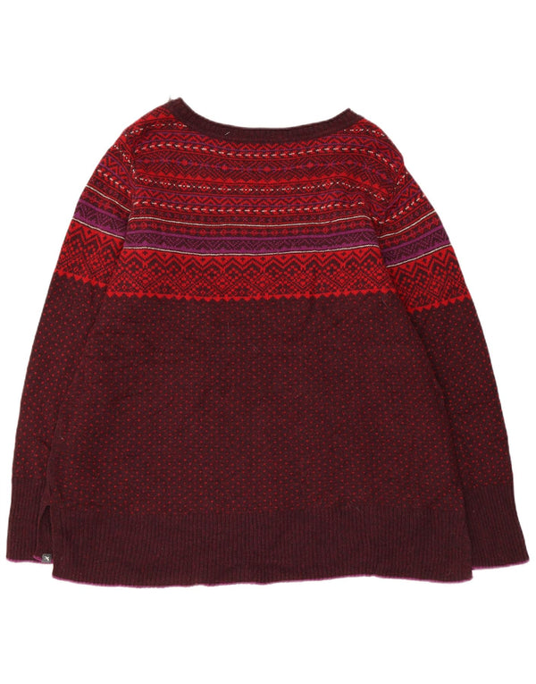 Suéter feminino Eddie Bauer com gola canoa Reino Unido 20 2XL Borgonha Fair Isle