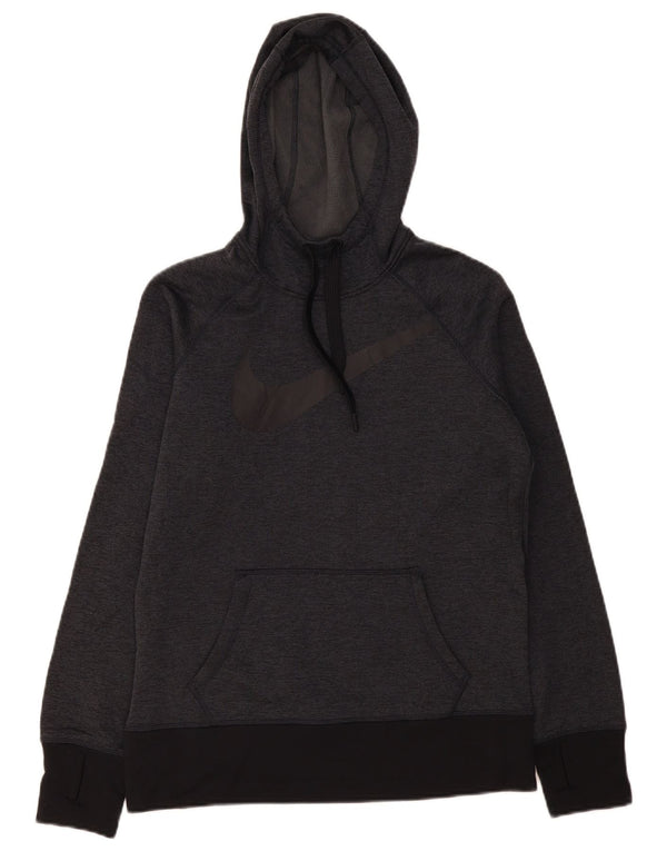 Jumper com capuz gráfico feminino Nike Therma-Fit UK 14 cinza médio colorblock