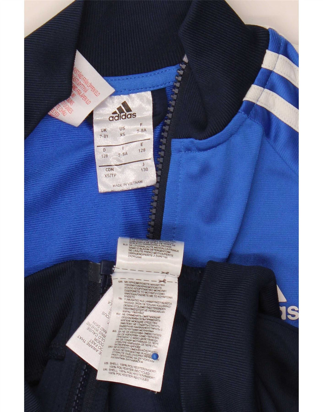 Jaqueta Adidas Meninos Treino Top 7-8 Anos Azul Colorblock Poliéster