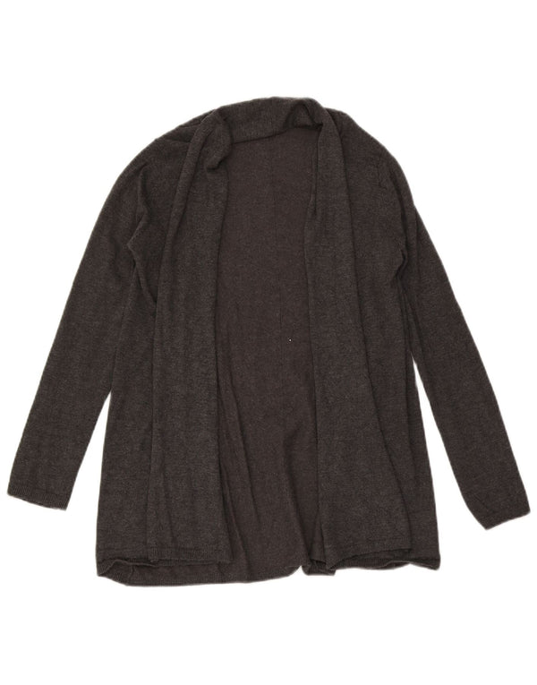 Suéter cardigã aberto com palangre feminino Zara Reino Unido 10 viscose manchada cinza pequena