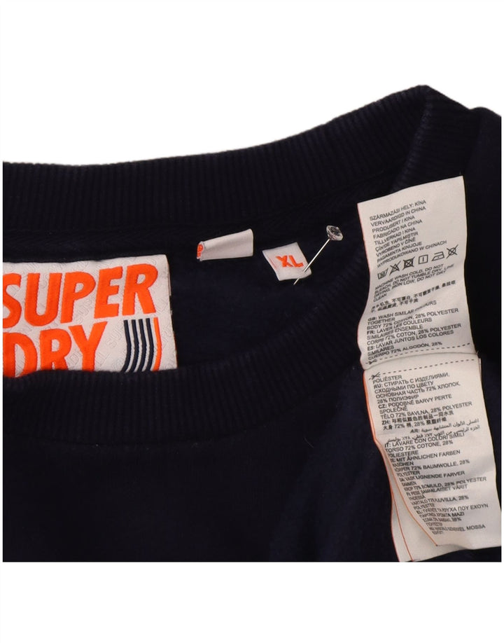 Superdry moletom gráfico masculino jumper XL azul marinho algodão