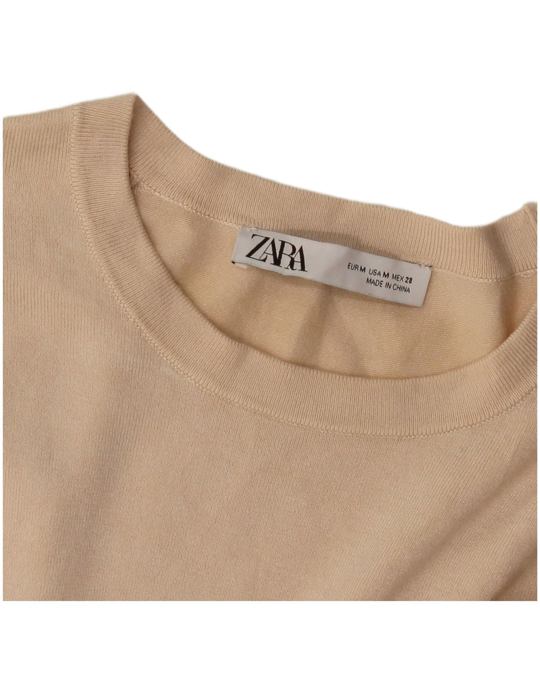 Suéter feminino Zara com gola canoa Reino Unido 12 médio bege