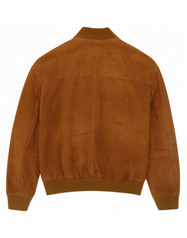 Vintage Mens Suede Bomber Jacket IT 50 Large Beige Leather