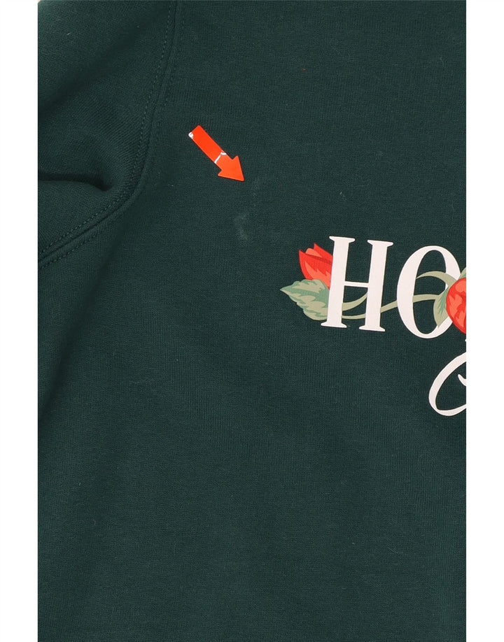 HOLLISTER Mens Graphic Hoodie Jumper Large Green Cotton Vintage Hollister and Second-Hand Hollister from Messina Hembry 