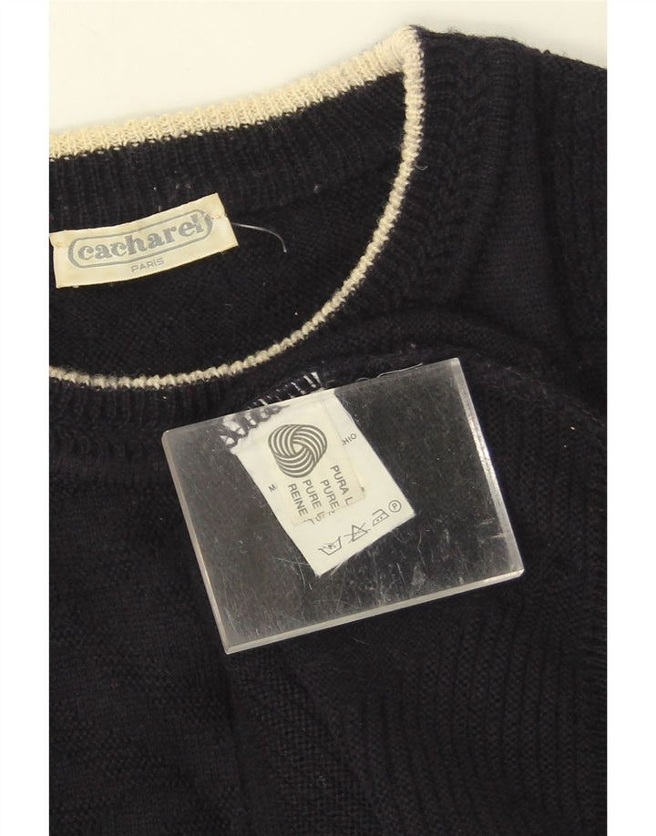 Suéter masculino Cacharel com gola redonda XL azul marinho lã nova