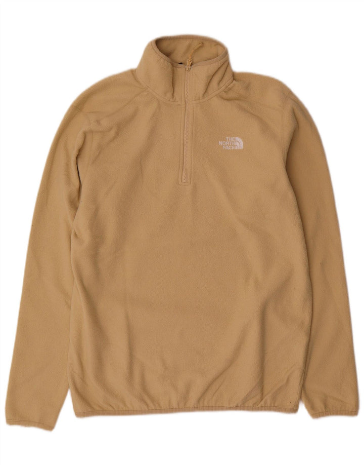Suéter de lã masculino The North Face com zíper e gola média poliéster bege