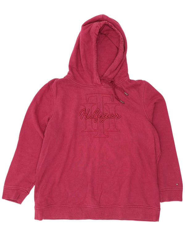 Tommy Hilfiger moletom com capuz gráfico feminino EU 50 3XL algodão borgonha