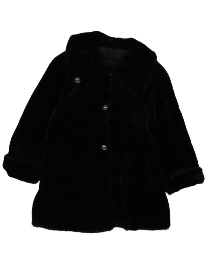 Sobretudo feminino vintage de pele sintética grande Reino Unido 14 preto médio