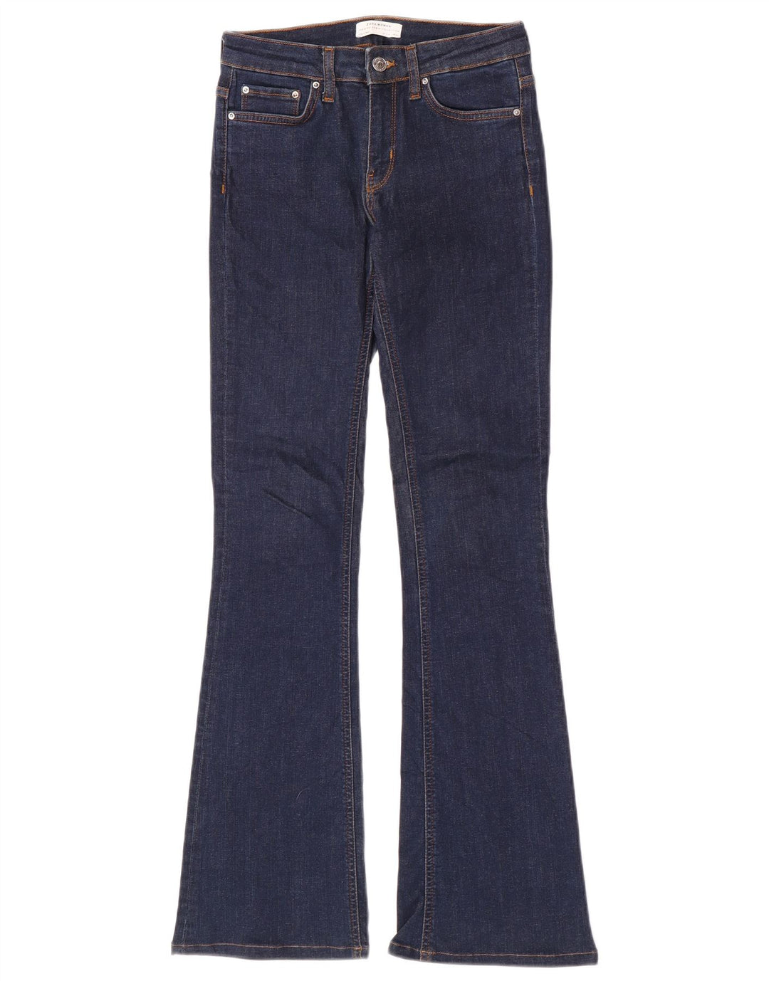 Zara Calça jeans feminina larga EU 34 2XS W24 L31 Azul marinho