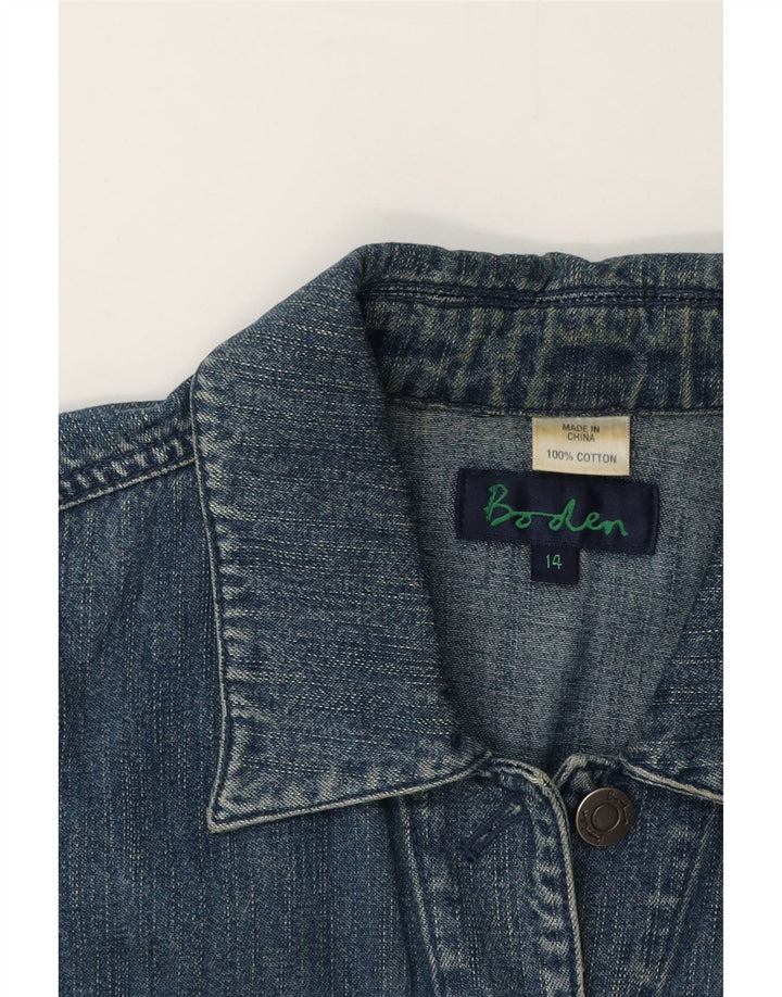 Jaqueta jeans feminina Boden Reino Unido 14 grande algodão azul