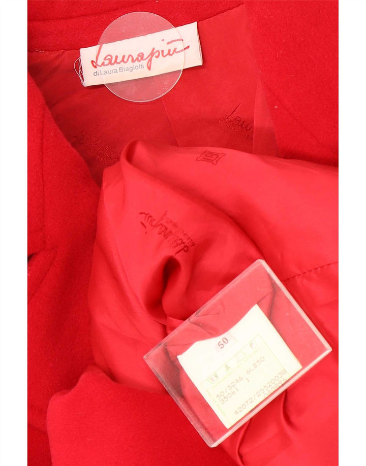 Casaco feminino oversized duplo breasted Laura Biagiotti IT 50 XL lã vermelha